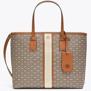 NEW Tory Burch Gemini Link Canvas Tote in Light Umber